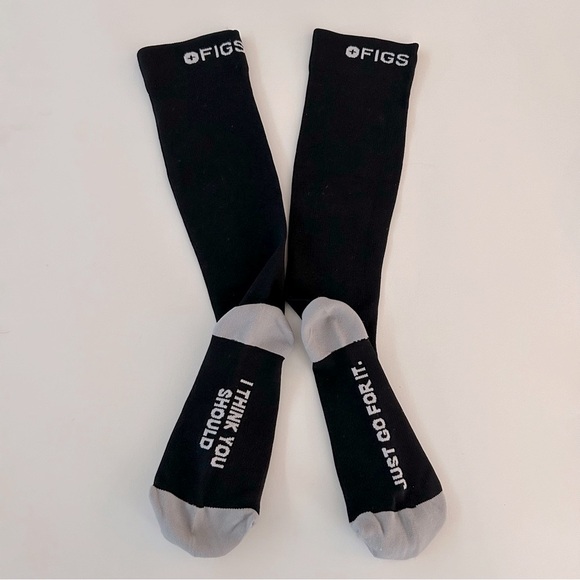 FIGS New Compression Socks JUST GO FOR IT, I THINK YOU SHOULD Black Gray Small - Picture 3 of 5